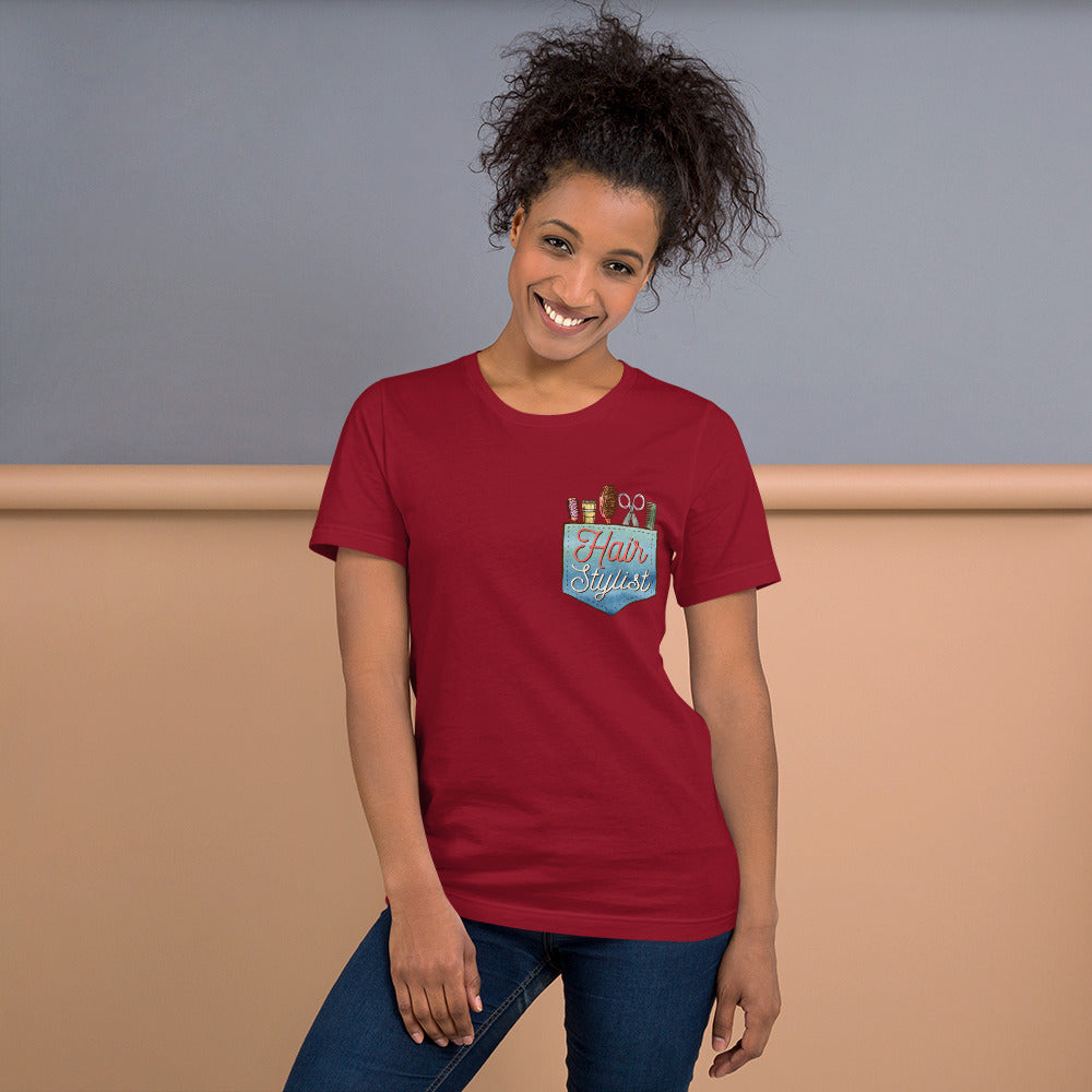 Hair Stylist's Faux Pocket of Tools Bella Canvas 3001 Unisex T-shirt