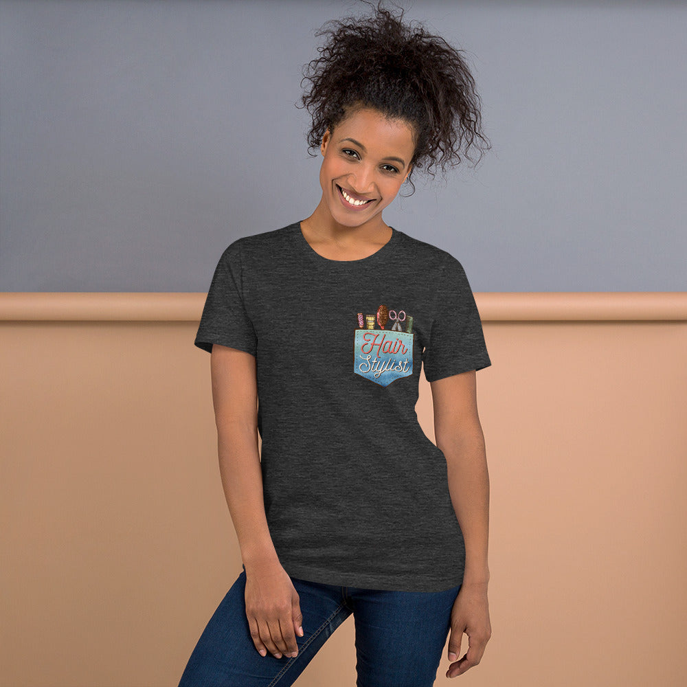 Hair Stylist's Faux Pocket of Tools Bella Canvas 3001 Unisex T-shirt