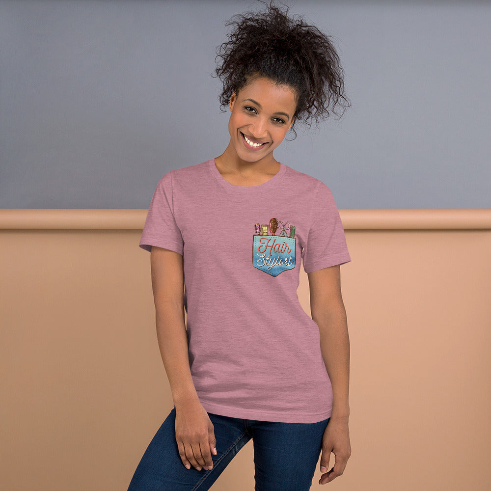 Hair Stylist's Faux Pocket of Tools Bella Canvas 3001 Unisex T-shirt