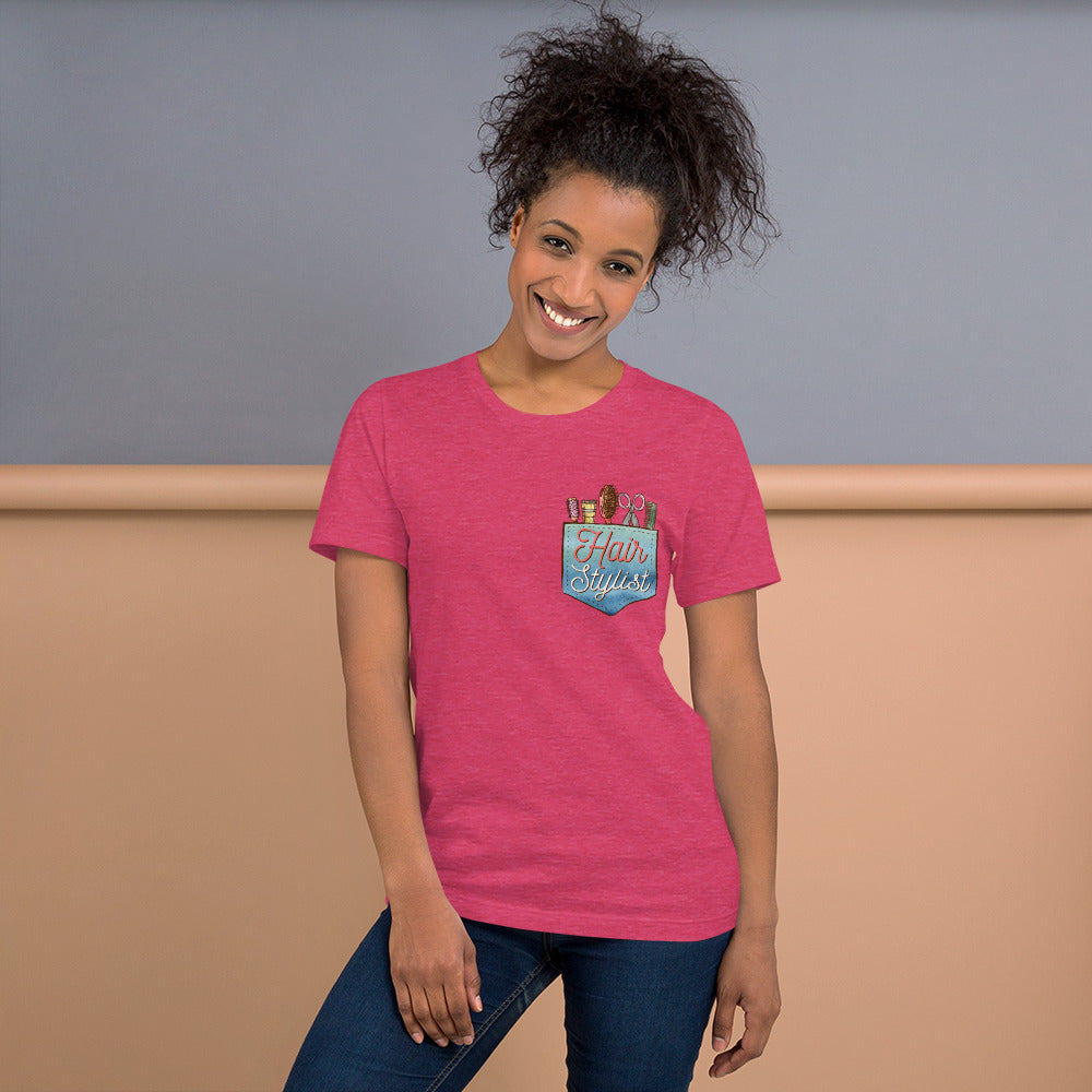 Hair Stylist's Faux Pocket of Tools Bella Canvas 3001 Unisex T-shirt