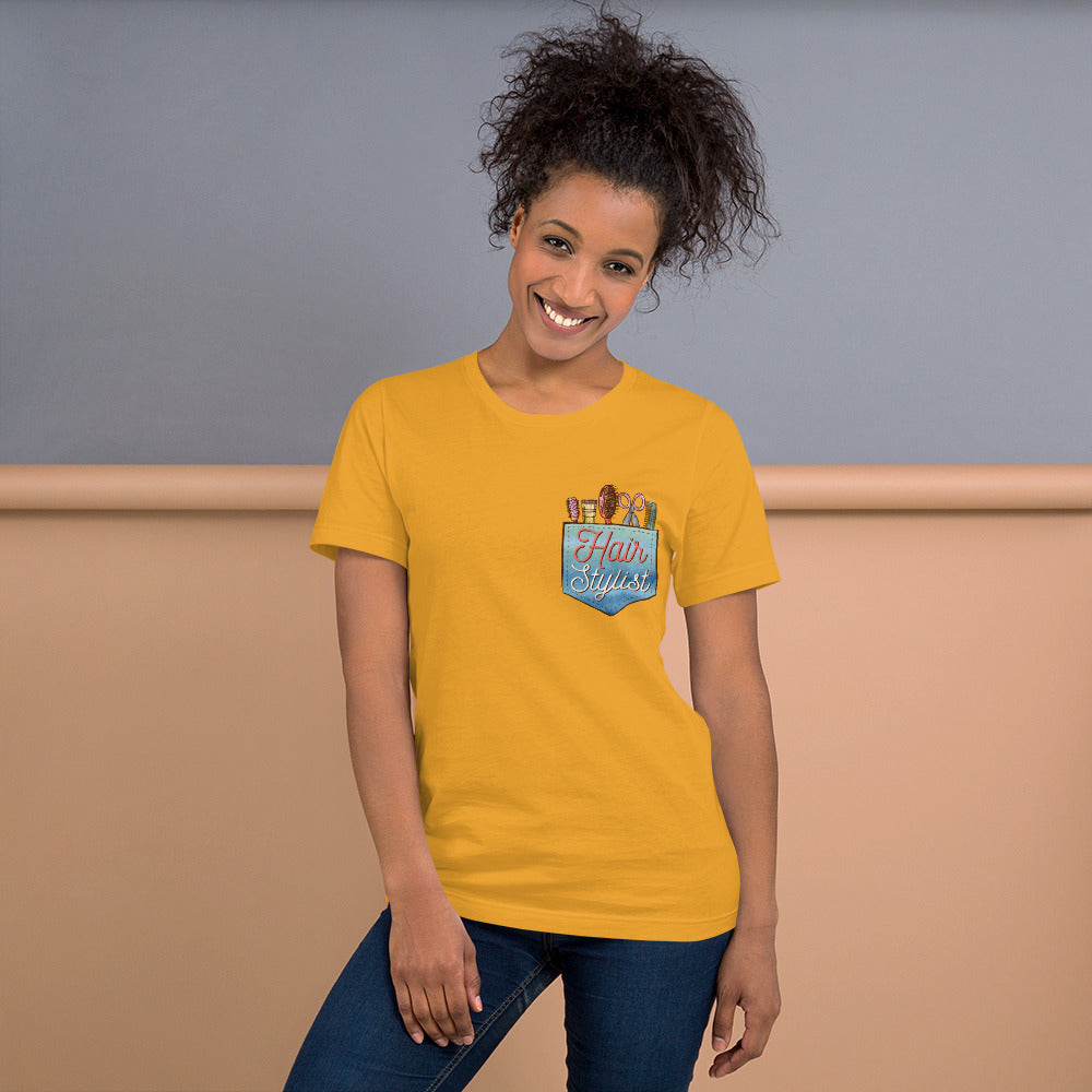 Hair Stylist's Faux Pocket of Tools Bella Canvas 3001 Unisex T-shirt