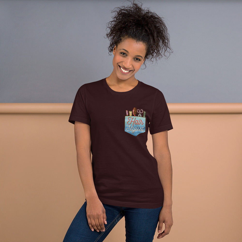 Hair Stylist's Faux Pocket of Tools Bella Canvas 3001 Unisex T-shirt