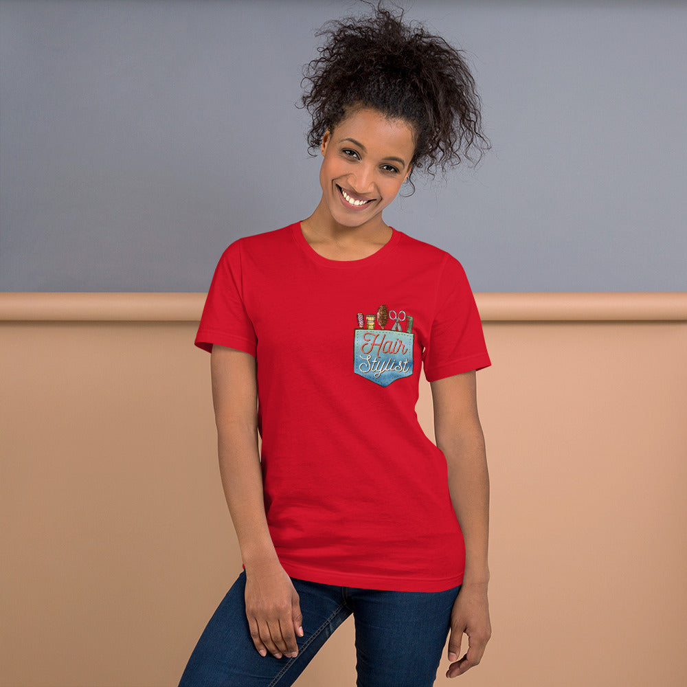 Hair Stylist's Faux Pocket of Tools Bella Canvas 3001 Unisex T-shirt