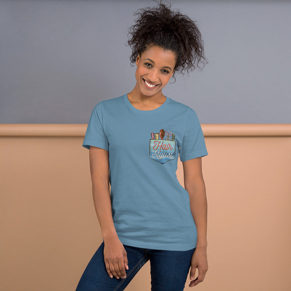 Hair Stylist's Faux Pocket of Tools Bella Canvas 3001 Unisex T-shirt