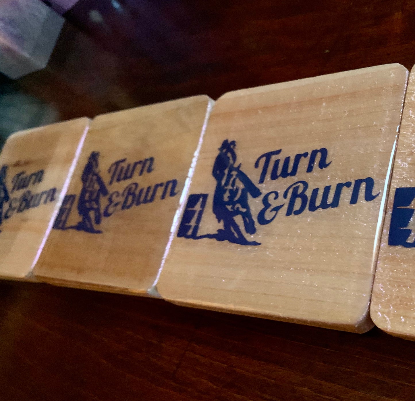 Turn & Burn Barrel Racer Wooden Colorshift Glaze Coaster Set