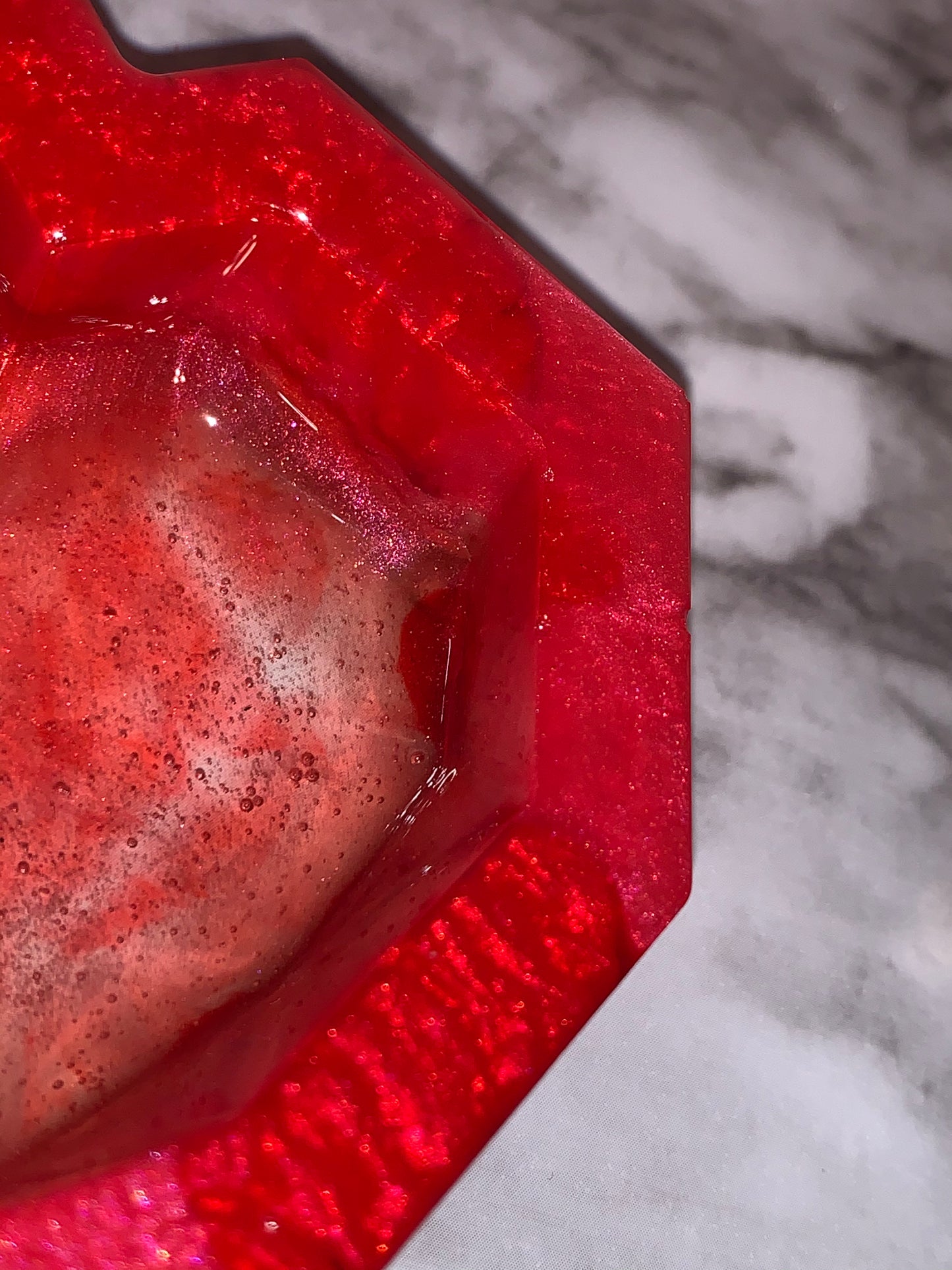 Red Mica & Resin Heart Dish with Crystal Shaped Dimensions