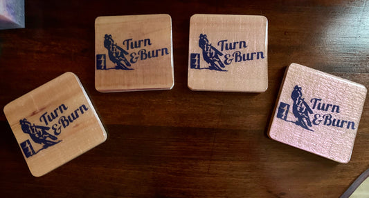 Turn & Burn Barrel Racer Wooden Colorshift Glaze Coaster Set