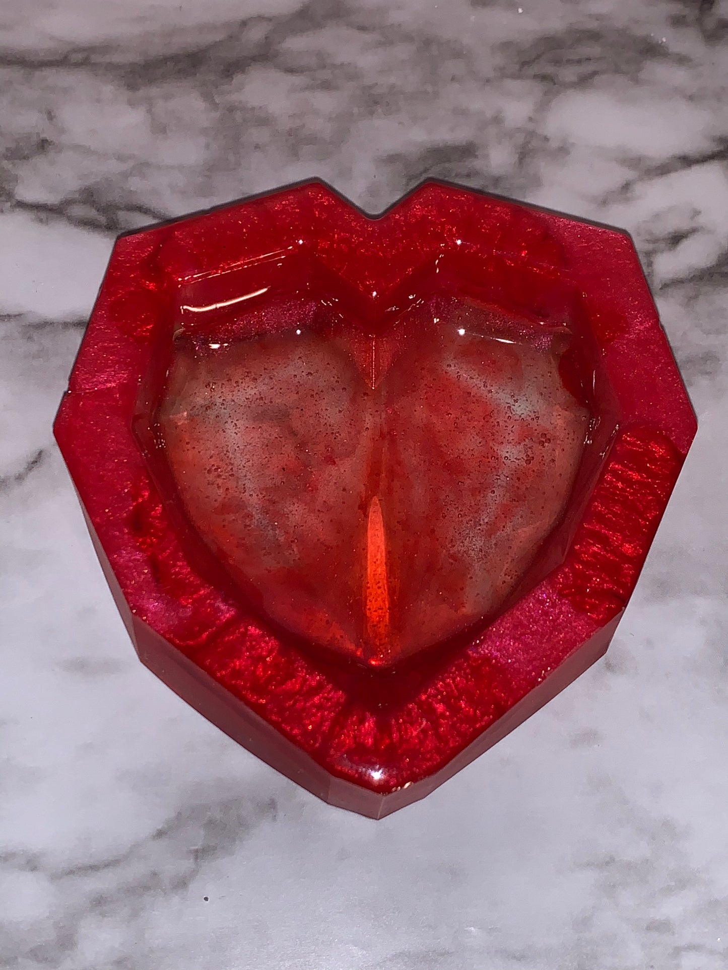 Red Mica & Resin Heart Dish with Crystal Shaped Dimensions