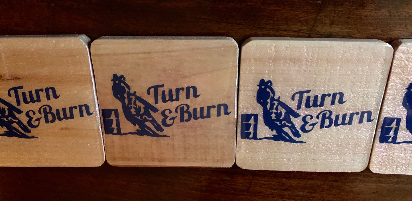 Turn & Burn Barrel Racer Wooden Colorshift Glaze Coaster Set