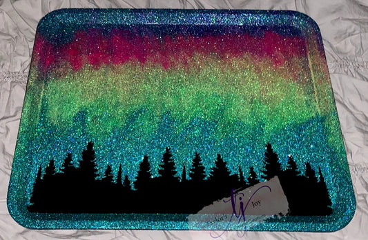 Northern Lights Custom Rolling Tray, Make Up Tray