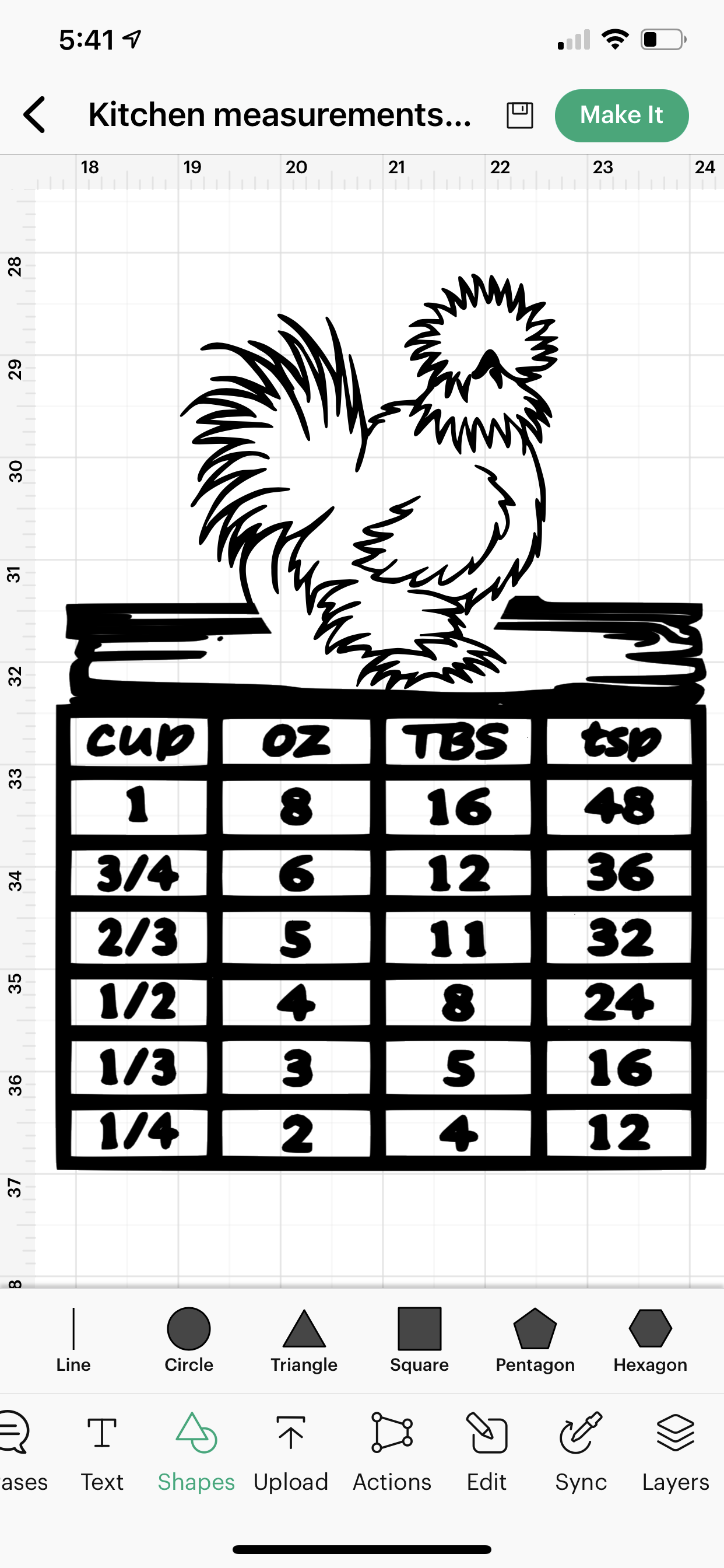 Custom Kitchen Measurement/ Conversion chart in hand painted / distressed frame