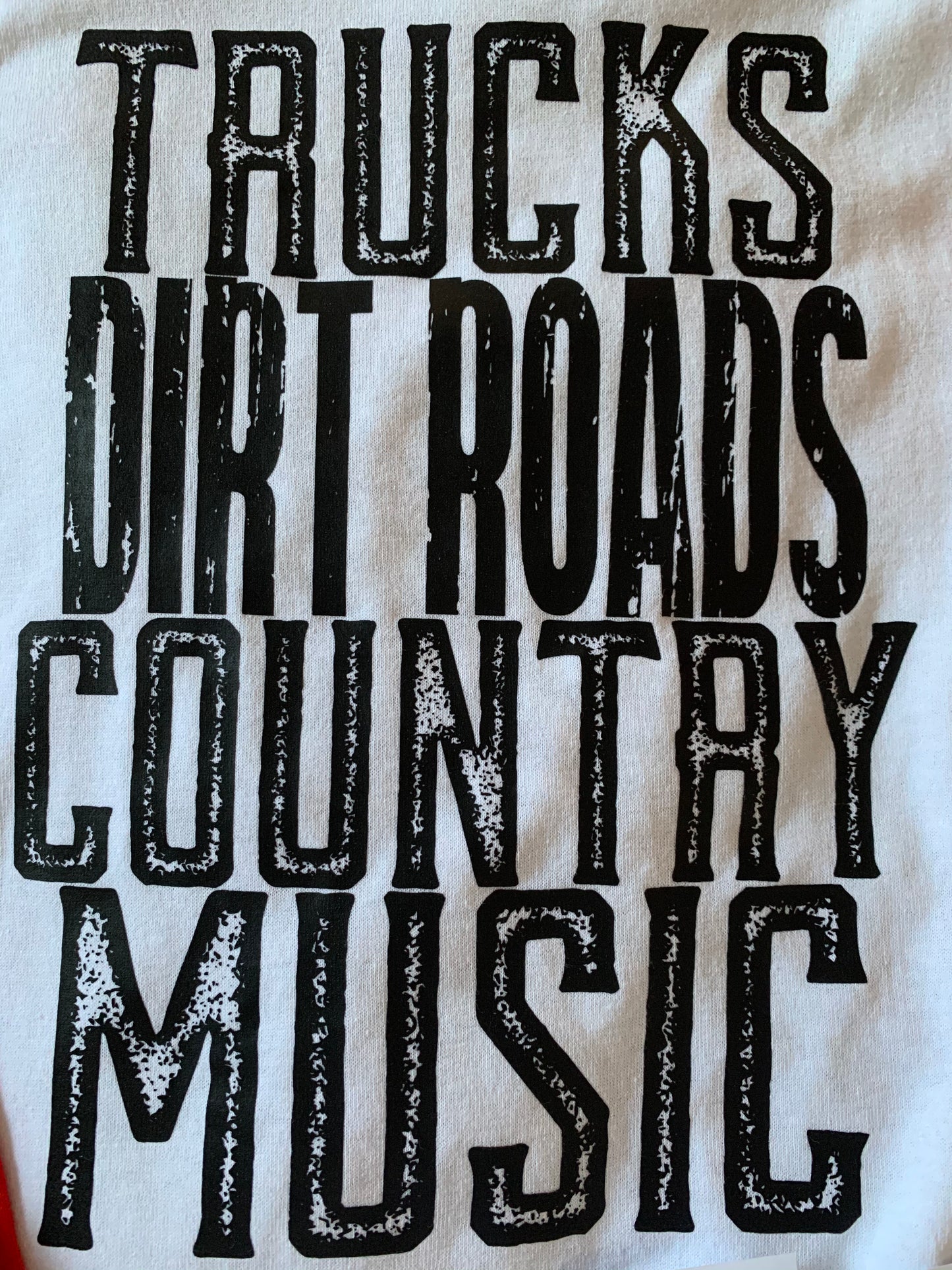 Trucks, Dirt Roads & Country Music Raglan M Shirt with 2 Cow Decals