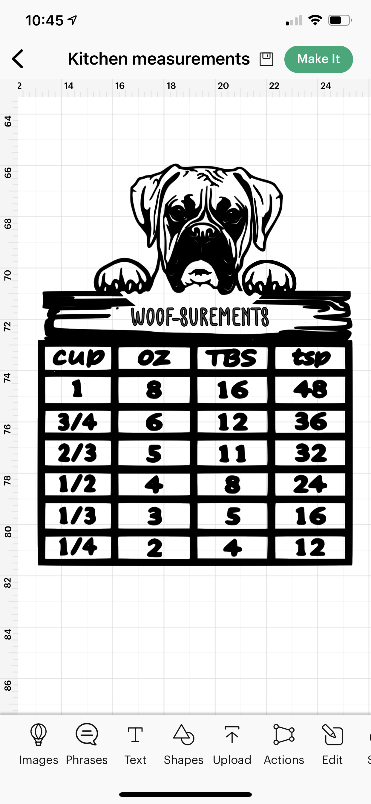 Custom Kitchen Measurement/ Conversion chart in hand painted / distressed frame